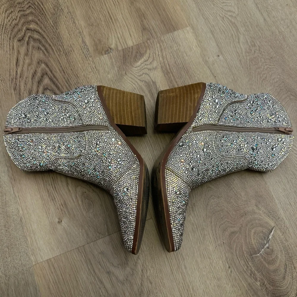 Mi.iM Angel Silver Metallic Embellished Ankle Booties